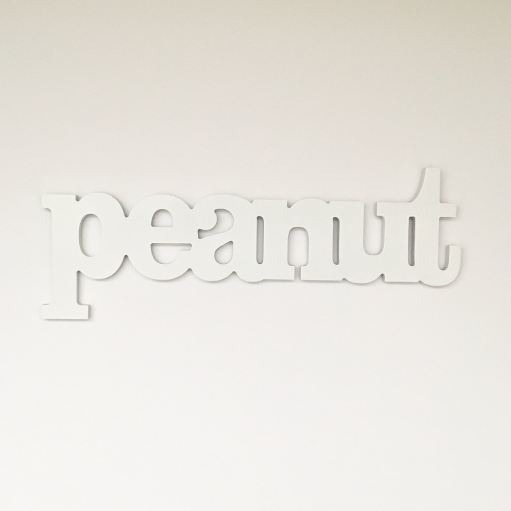 Peanut Decor White Wall Display Sign with Hooks